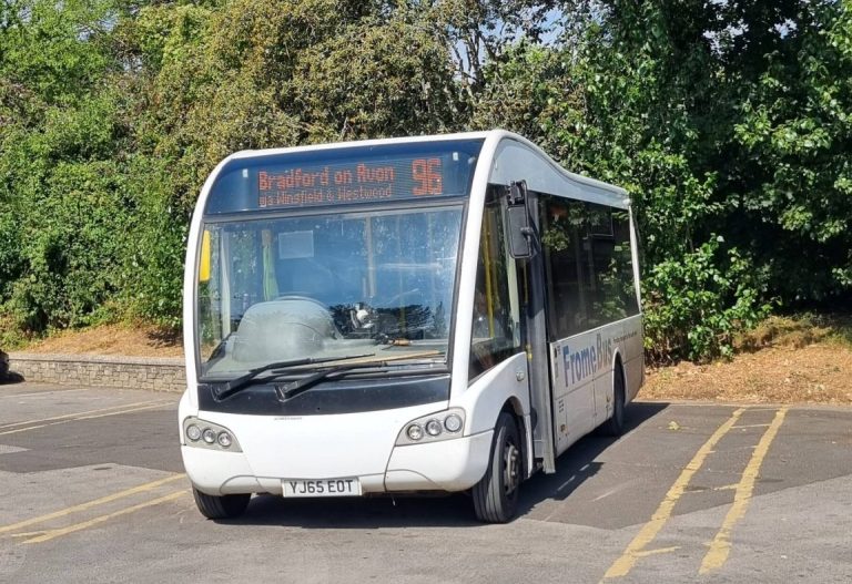 Bradford on Avon no hyphens bus sign
